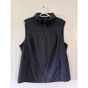 Coldwater Creek Womens Size 18 Black Jacket Vest Pinstripe Full Zip Highneck